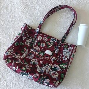 Vera Bradley HTF Bordeaux Blooms Iconic Tote